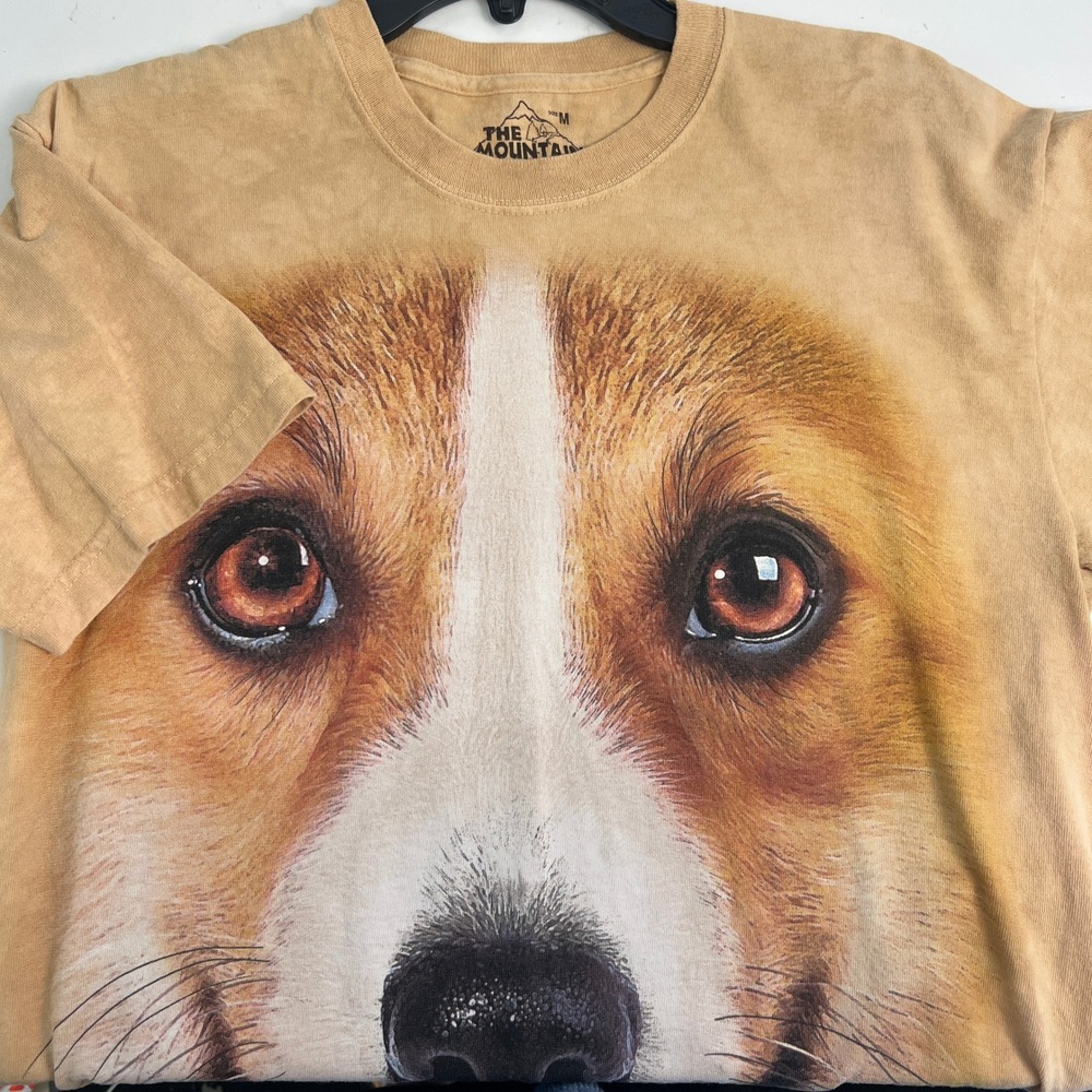 The Mountain Corgi Face Graphic T-Shirt Tan Michael McGloin 2013 Mens Medium M